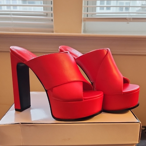 Guess Women's Bold Red Platform Sandals - Picture 2 of 3